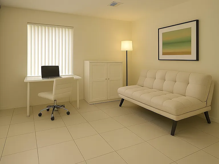 This third bedroom can be a useful guest room, bedroom, or combination office. Furniture not included.