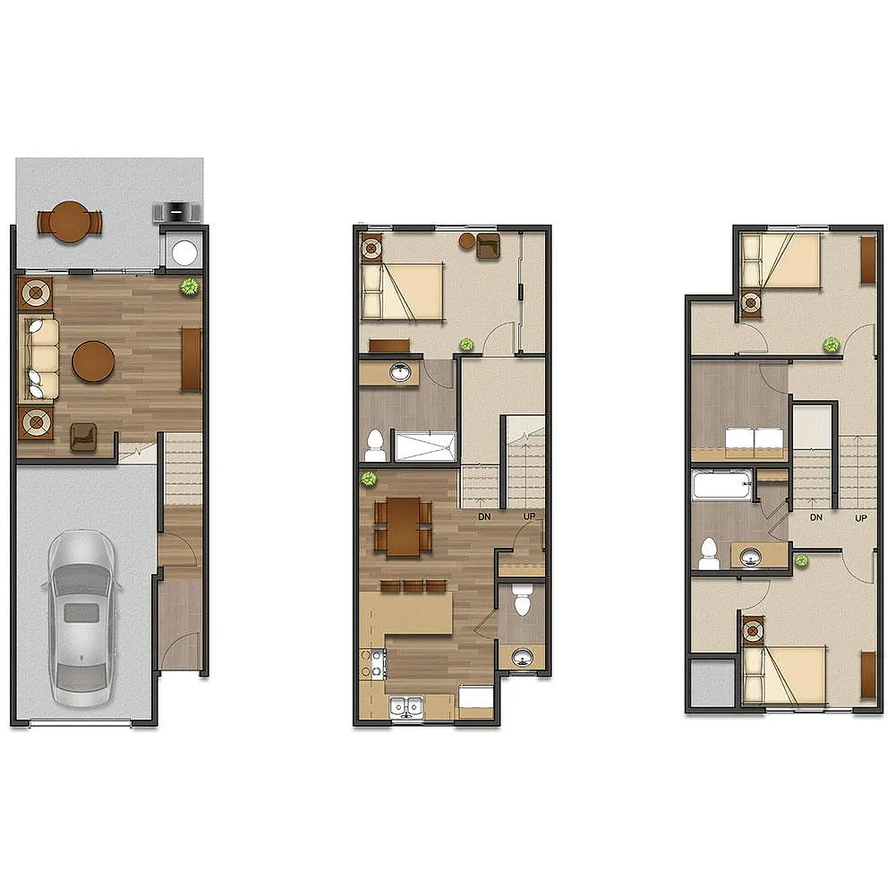 Floor plan 3 Bed, 2.5 Bath Townhome