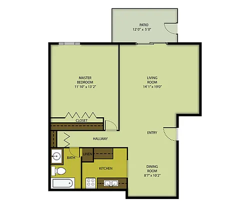 Floor plan 1 Bed 1 Bath