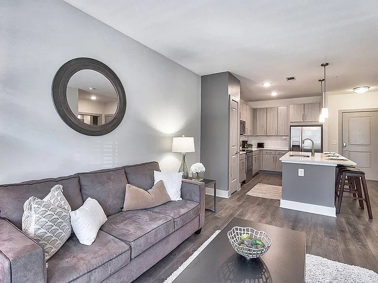 With 10' ceilings and open-concept floor plans, apartments feel spacious