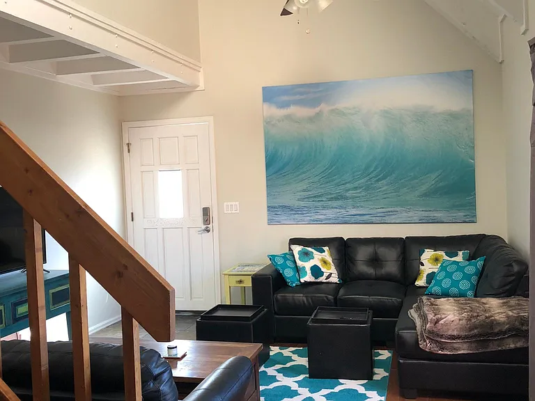 Living Room with vaulted ceilings