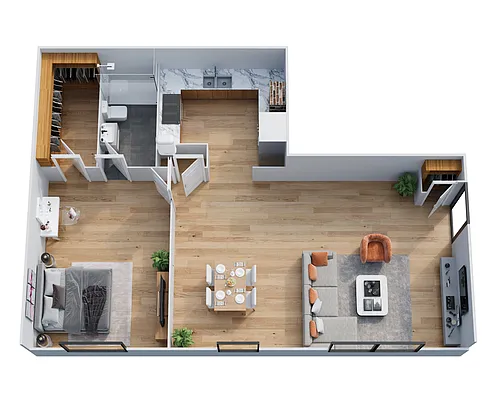 Floor plan One Bedroom, One Bathroom