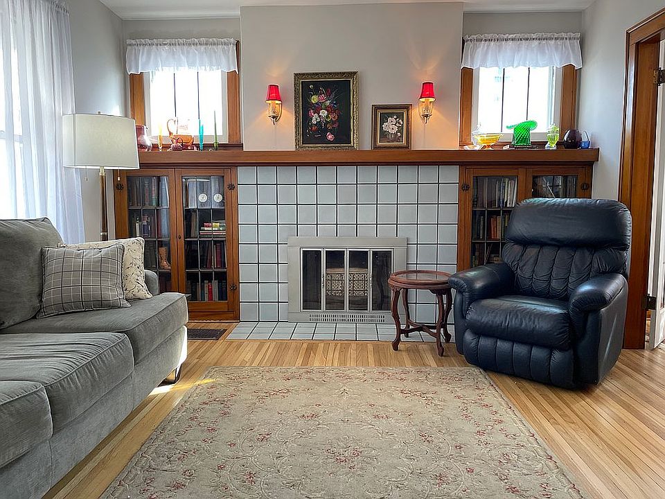 Vintage gas grate fireplace.