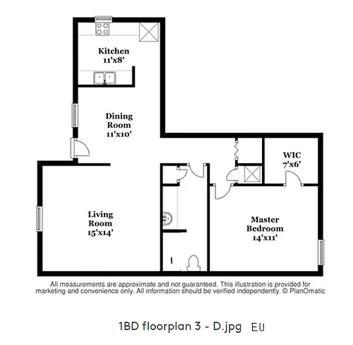 Floor plan 1x1C