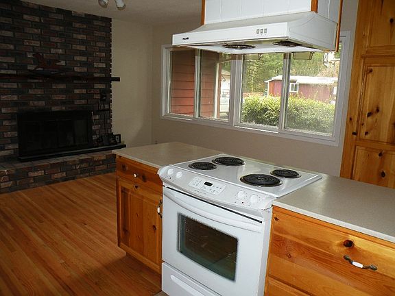 Woodburning Fireplace in Kitchen