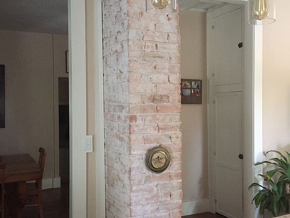 Exposed brick in kitchen 