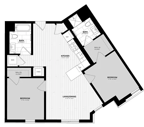 Floor plan 2 Bed/2 Bath-D4