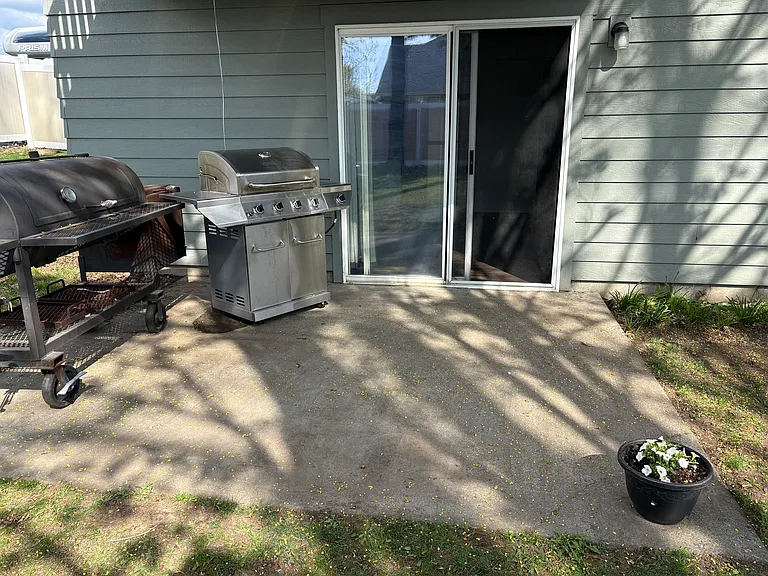 Patio and entrance to apartment