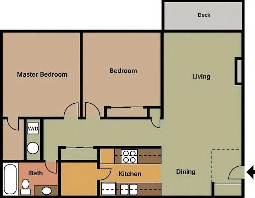 Floor plan 2 Bedroom 1 Bathroom