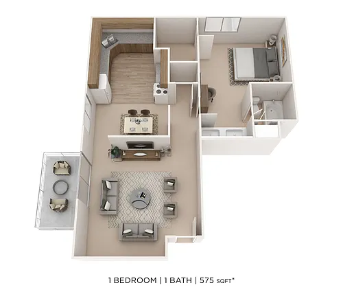 Floor plan One Bedroom- 575 sqft