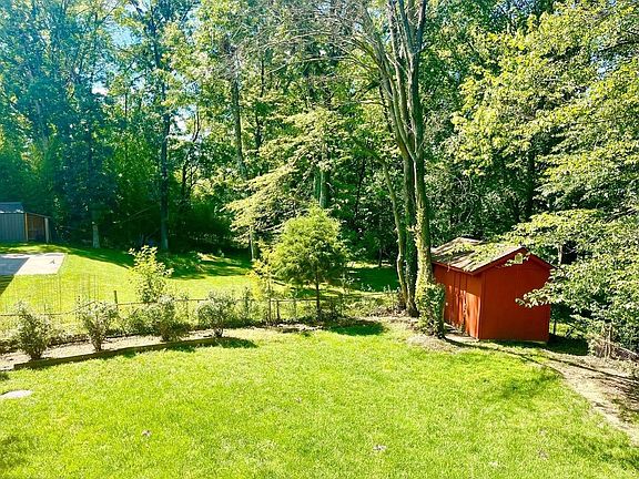 Backyard with storage shed