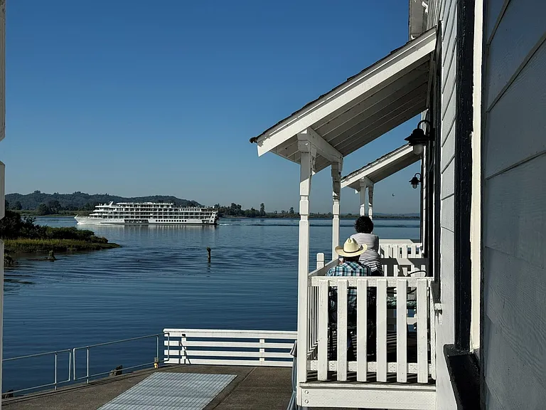 View of shipping channel on Columbia River from balcony.