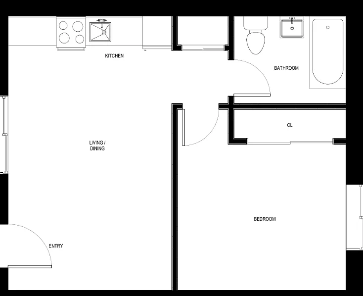 Floor plan 1 Bedroom 1 Bath