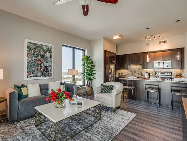 Open space with functional zones.