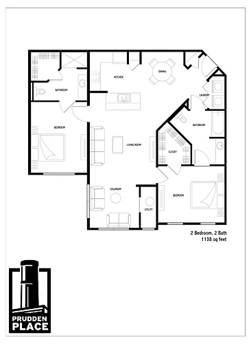Floor plan 2 Bedroom 2 Bath Solarium