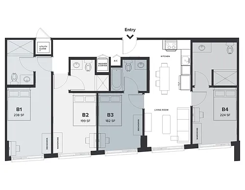 Floor plan Rent-By-Bedroom 4x4 D2