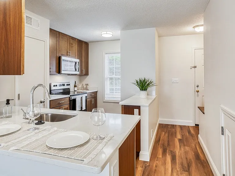 Renovated kitchen with stainless steel appliances