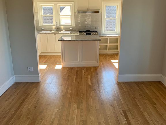 view from living room into kitchen