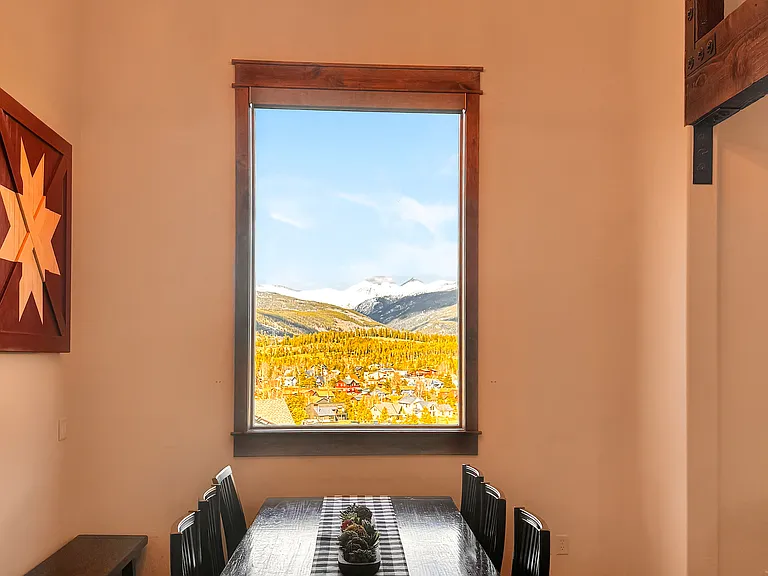 Table extends to seat 12. Gorgeous mountain views.