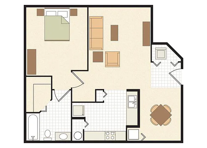 Floor plan 1 Bed/1 Bath