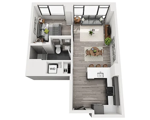 Floor plan One Bedroom A1AA