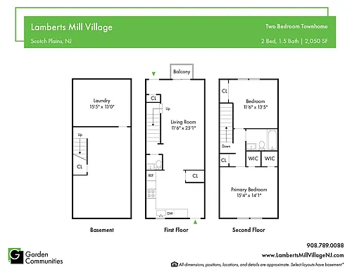 Floor plan $2.86/sq.ft. - 2 Bedroom Townhome