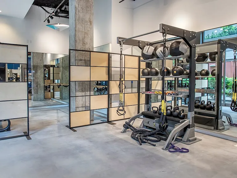 Fitness center with TRX equipment
