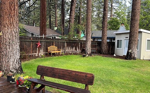 back yard and finished, heated shed