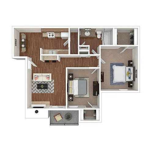 Floor plan Two Bed One Bath Wash/Dry Flp