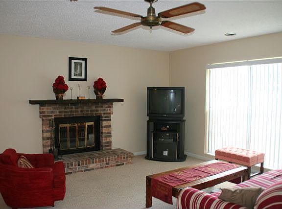 Large Living Room with Real Brick Fireplace!