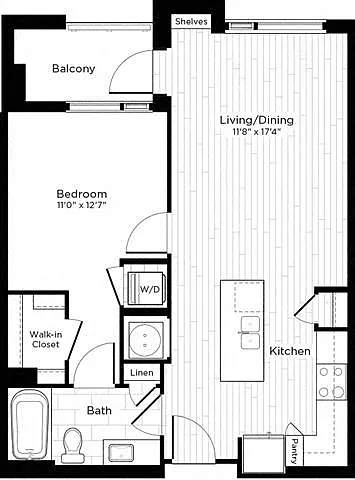 Floor plan 1E w/ Balcony