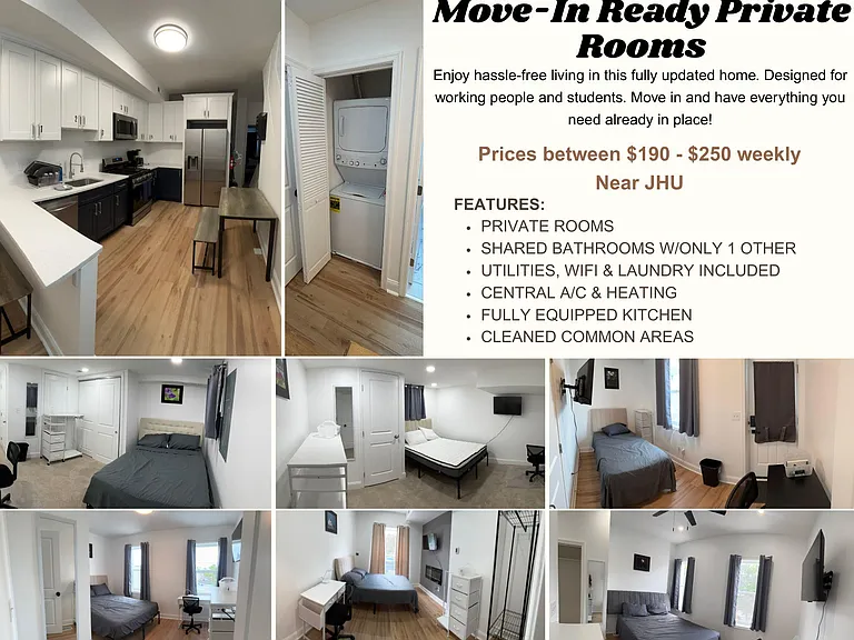 Updated shared kitchen with stainless appliances, ample cabinetry, and durable flooring, plus convenient in-home laundry.