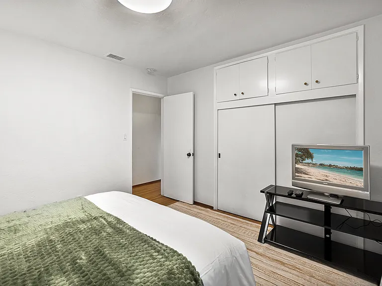 Sleep in comfort with a cozy bed and fresh, soft new sheets.