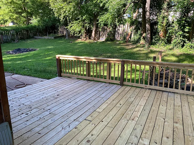 Big deck and private, treed lot.