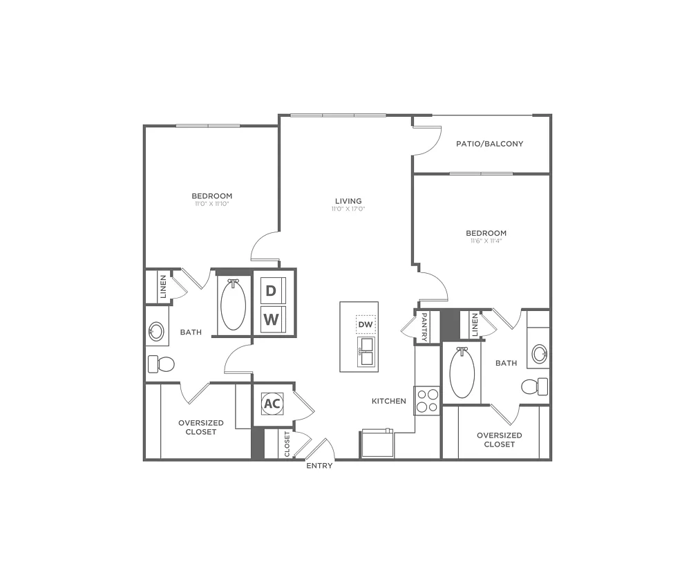 Floor plan B1 (954 SF)
