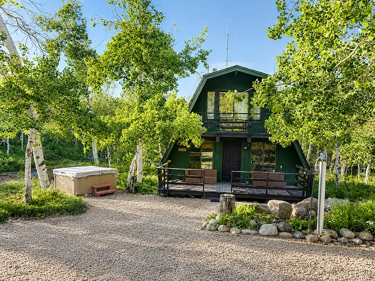 Front yard, hot tub
