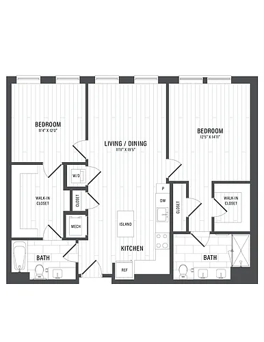 Floor plan 2 Bed/2 Bath-E1.6