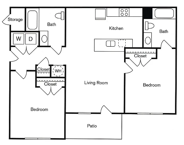 Floor plan 2 bed, 2 bath