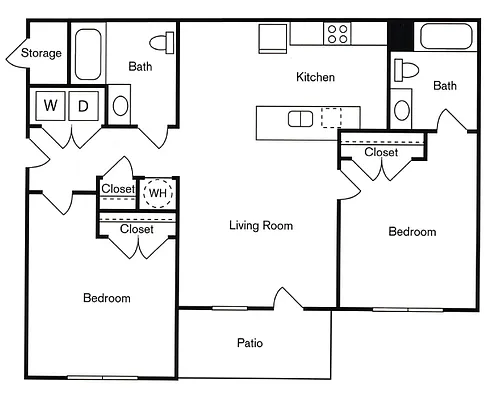 Floor plan 2 bed, 2 bath