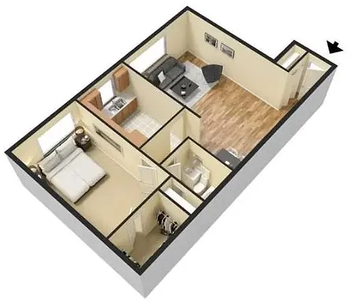 Floor plan 1 Bed 1 Bath
