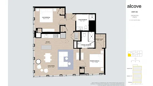 Floor plan Alcove Two Bedroom 03 Tiers 1 & 3