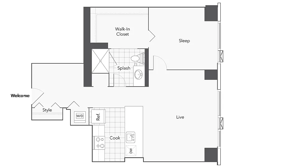 Floor plan 1B-12