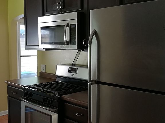 Kitchen with stainless steel appliances