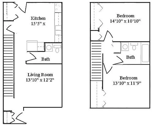 Floor plan 2 Bed 2 Bath