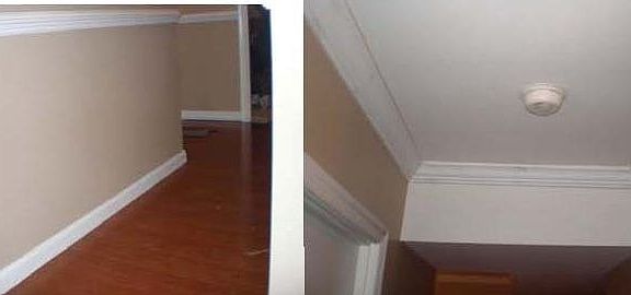 crown moulding, laminate flooring