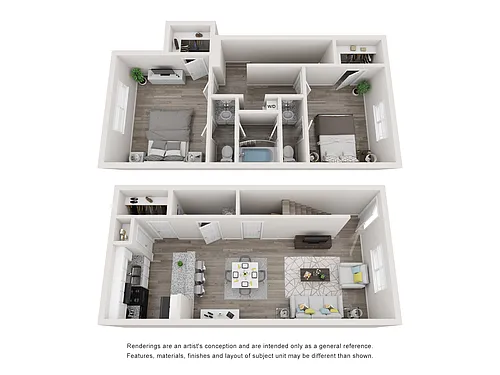 Floor plan 2 Bedroom 1.5 Bath Townhome