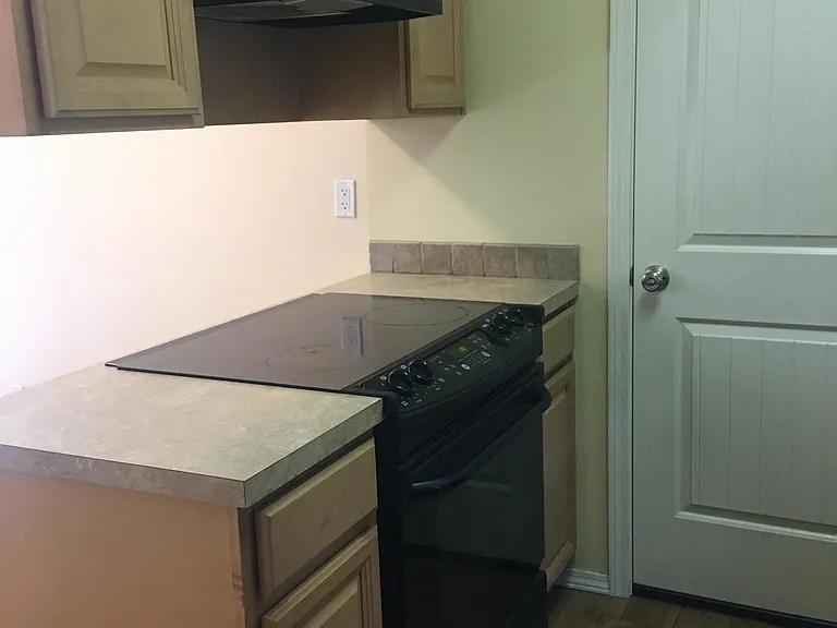 Easy clean flat top range with self cleaning oven.