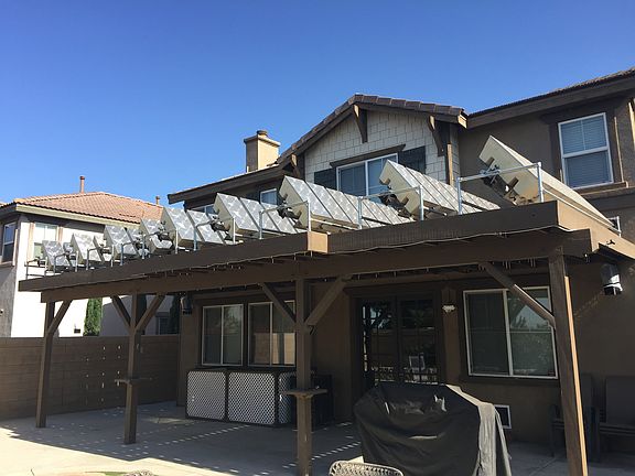 Backyard with solar panels