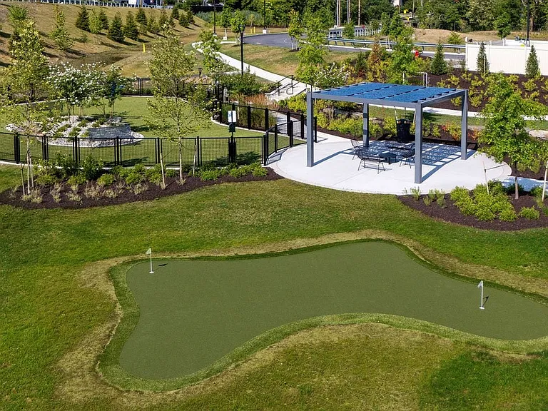 WAG pet park, putting green, and gazebo