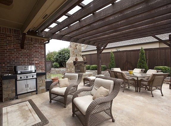 Stone Fireplace and Built-in Grill